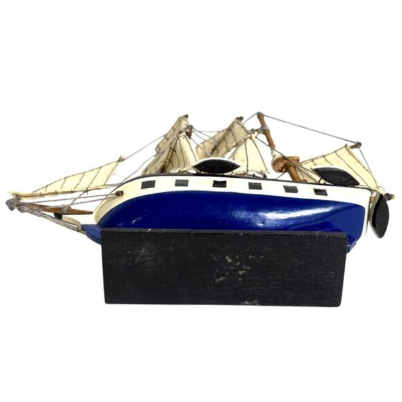 Handcrafted 9” Wood Sailing Ship Model Vintage - Picture 2 of 5
